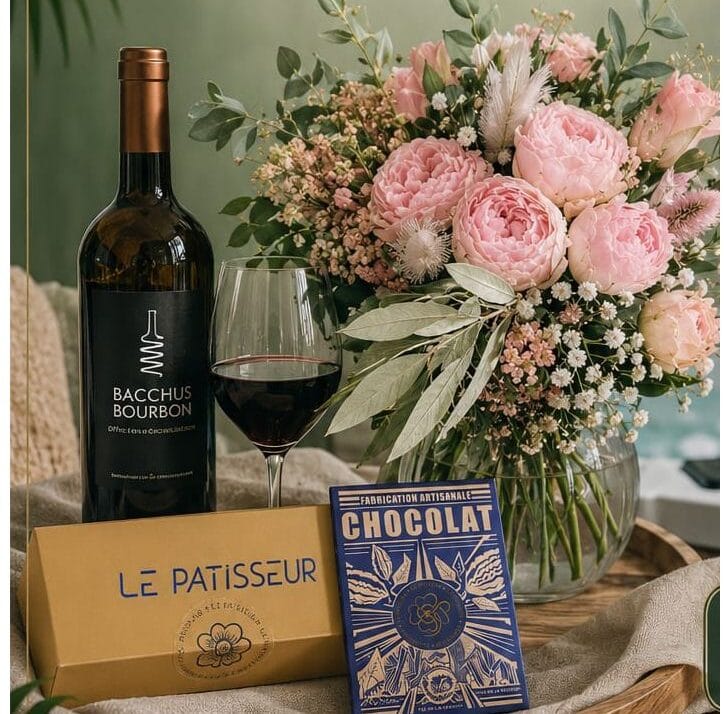 Coffret séjour romantique vin, fleurs et chocolats, L'Oasis des Colibris